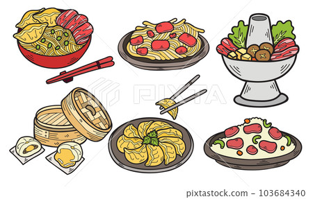 Hand Drawn chinese food collection in flat style illustration for business ideas Hand Drawn chinese food collection in flat style illustration for business ideas 103684340
