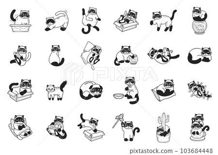 Hand Drawn cat in various poses collection in flat style illustration for business ideas Hand Drawn cat in various poses collection in flat style illustration for business ideas 103684448
