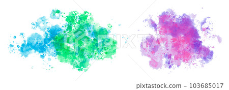 水彩飛濺（藍色、綠色和紫色的混合） 103685017