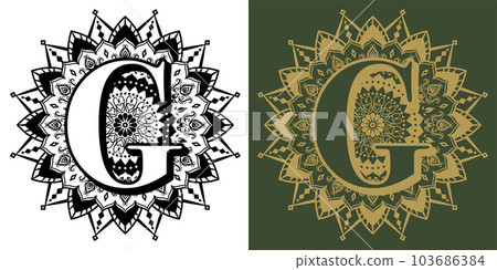 Openwork style mandala alphabet "G" Openwork style mandala alphabet "G" 103686384
