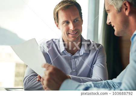 Business man, planning and meeting for paperwork, accounting taxes and financial analysis of budget report. Professional people, accountant or clients for documents review, finance question or advice Business man, planning and meeting for paperwork, accounting taxes and financial analysis of budget report. Professional people, accountant or clients for documents review, finance question or advice 103688792