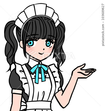 Introducing a black-haired maid with a blue chest ribbon 103689627