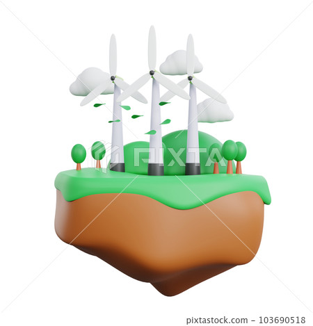 3d rendering of a wind turbine ecology concept 103690518