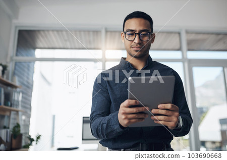 Email, reading and a businessman with a tablet at work for connectivity and communication. Internet, research and a corporate worker with an online app for a professional career as a lawyer in office Email, reading and a businessman with a tablet at work for connectivity and communication. Internet, research and a corporate worker with an online app for a professional career as a lawyer in office 103690668