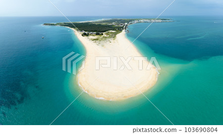 Aerial view of Jibei Island  Baisha, Penghu Taiwan 103690804