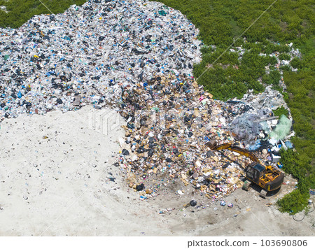 Aerial view waste dump, Waste from household 103690806