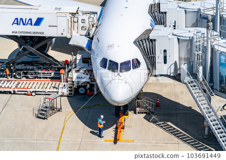 [Tokyo] Airplane under maintenance at Haneda Airport 103691449