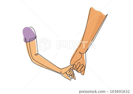 Continuous one line drawing dad holding hands daughter with love. Father and little cute daughter playing together. I love you Dad. Daddy and Family Day Concept. Single line draw design vector graphic 103691632