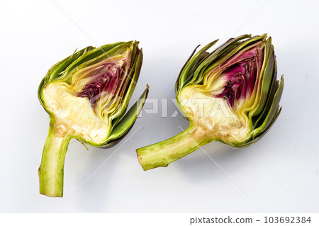 Fresh artichoke on white background. 103692384