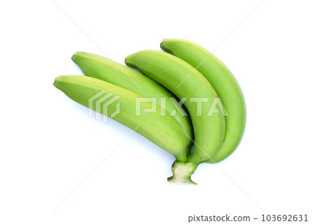 Green banana on white background 103692631