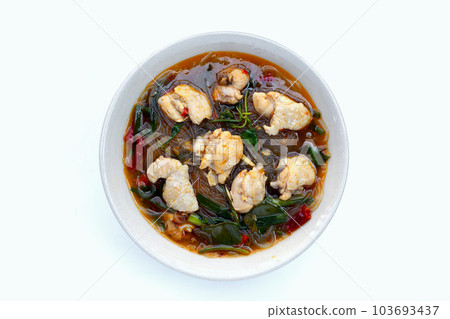 Spicy chicken soup with vermicelli or glass noodle 103693437