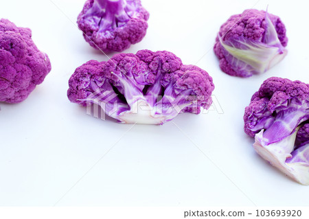 Purple cauliflower on white background. 103693920