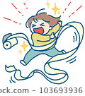Illustration of a girl playing with toilet paper 103693936