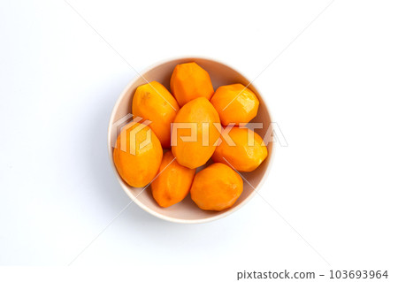 Marian plum fruit isolated on white. 103693964