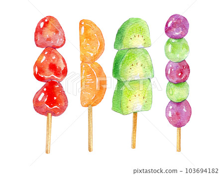 Watercolor illustration candy fruit stall gourmet 103694182