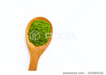 Wolffia globosa or Water Meal on white background. 103694292