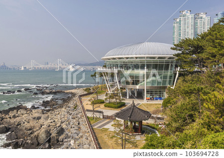 Busan, South Korea, city skyline at Nurimaru APEC House and Busan Marina Busan, South Korea, city skyline at Nurimaru APEC House and Busan Marina 103694728