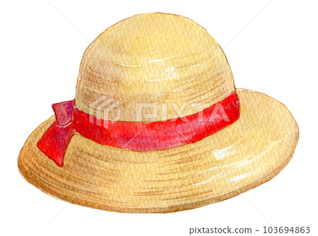 水彩插圖草帽夏季形象 水彩插圖草帽夏季形象 103694863