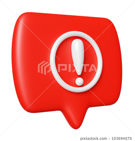 white exclamation mark with red speech bubble for social media notification pin icon isolated white exclamation mark with red speech bubble for social media notification pin icon isolated 103694878