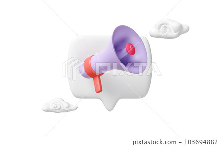 3d purple megaphone or cartoon hand speaker on speech bubble with cloud isolated. announce promotion news for social media networks, online marketing 3d purple megaphone or cartoon hand speaker on speech bubble with cloud isolated. announce promotion news for social media networks, online marketing 103694882