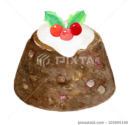 Watercolor illustration pudding British cuisine 103695140