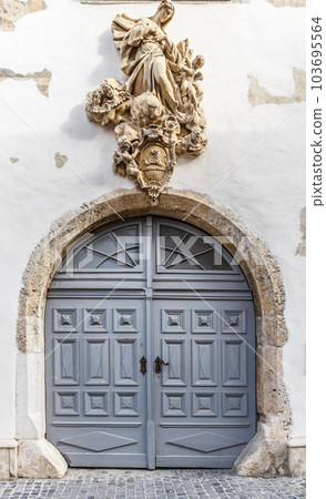 Vintage wooden entry door Vintage wooden entry door 103695564