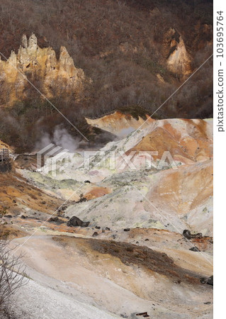 The vast landscape of Noboribetsu Jigokudani in Shikotsu-Toya National Park, Hokkaido 103695764