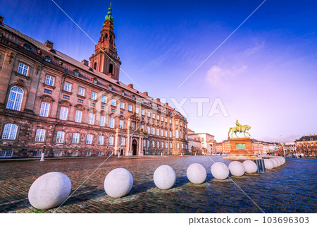 Copenhagen, Denmark. Christianborg, the Parliament and city downtown. Copenhagen, Denmark. Christianborg, the Parliament and city downtown. 103696303