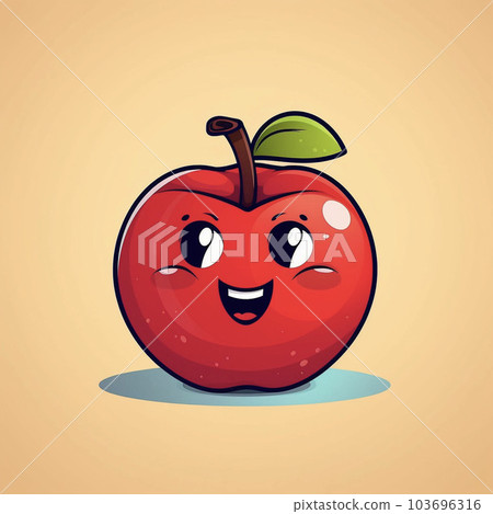 可愛的蘋果插畫AI圖像 103696316