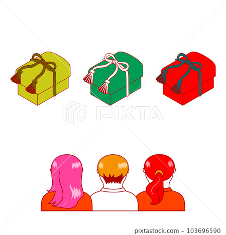 Back view woman and treasure box Back view woman and treasure box 103696590