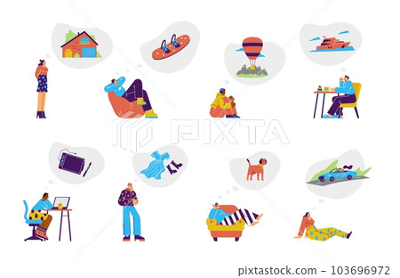 Set of dreaming people flat style, vector illustration 103696972
