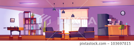 Office kitchen and break room with coffee machine Office kitchen and break room with coffee machine 103697815