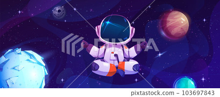 Cartoon astronaut sit in space vector illustration 103697843