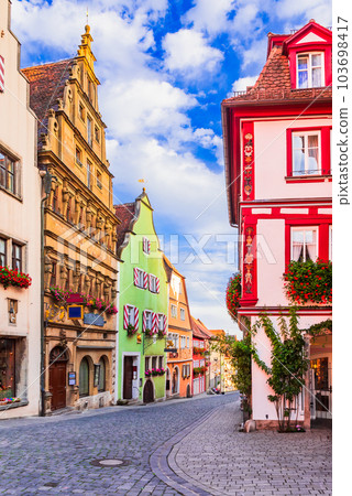 Rothenburg ob der Tauber, Germany. Historical city in Bavaria, Romantic Road route. 103698417