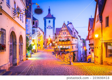 Rothenburg ob der Tauber, Bavaria, Germany. Beautiful postcard view of Ploenlein 103698418
