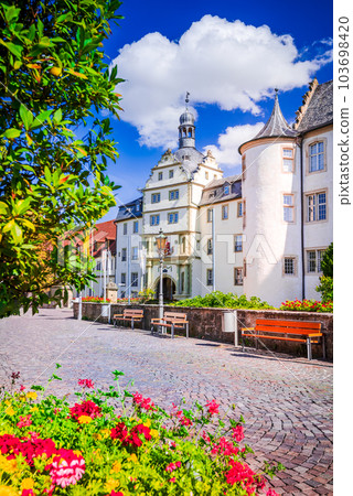 Bad Mergentheim, Germany. Charming city on Romantic Road route in Bavaria. Deutschordenplatz 103698420