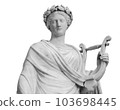 Ancient sculpture of muse. Statue woman with lyre isolated photo with clipping path 103698445