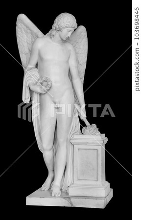 Ancient archangel statue. Angel genius sculpture. Masterpiece isolated photo with clipping path 103698446