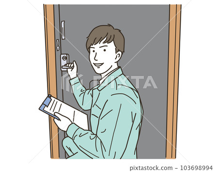 A worker who repairs, replaces, and investigates the entrance door (key) 103698994