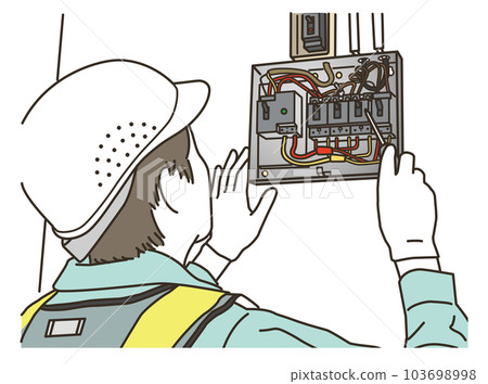 A worker man who inspects electronic machines 103698998