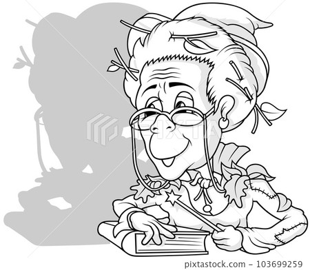 Drawing of a Forest Witch Reads a Book Drawing of a Forest Witch Reads a Book 103699259