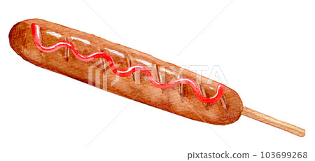 Frankfurt sausage watercolor illustration 103699268