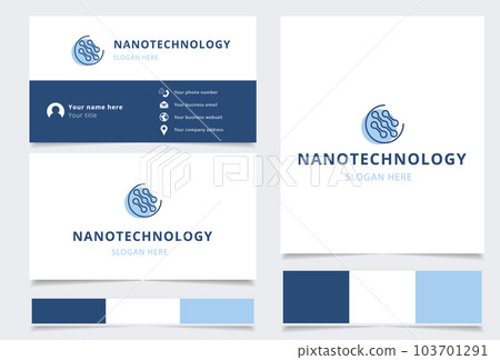 Nanotechnology logo design with editable slogan. Branding book and business card template. Nanotechnology logo design with editable slogan. Branding book and business card template. 103701291