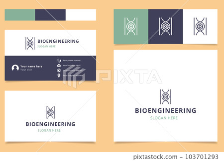 Bioengineering logo design with editable slogan. Branding book and business card template. 103701293