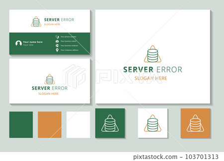 Server error logo design with editable slogan. Branding book and business card template. Server error logo design with editable slogan. Branding book and business card template. 103701313