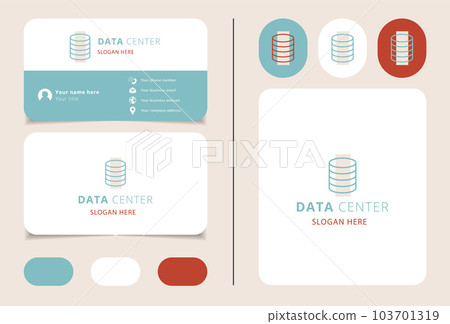Data center logo design with editable slogan. Branding book and business card template. 103701319