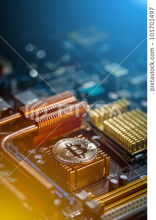 Bitcoin lies on the motherboard 103701497