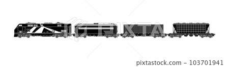 Locomotive silhouette with wagons 103701941