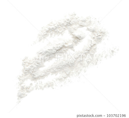 Pile of organic flour isolated on white, top view 103702196