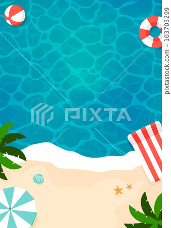 Summer, sea, sea bathing, tropical vector background illustration (design space, copy space) / A4 vertical 103703299